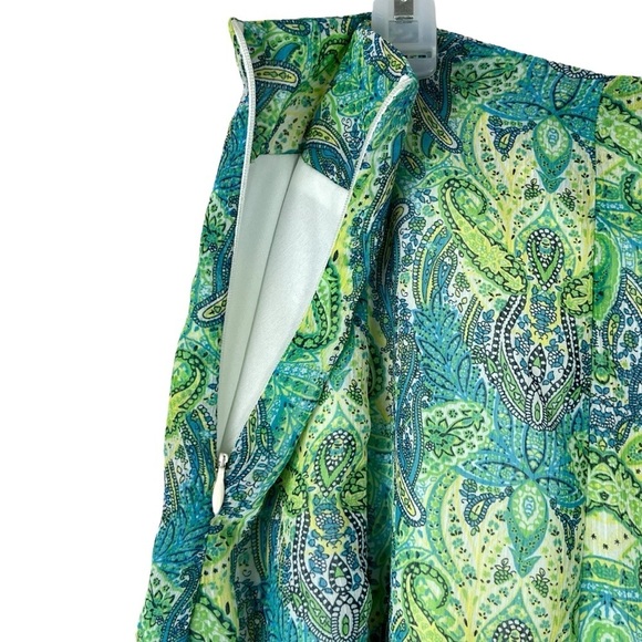Women’s Green Paisley Print Chiffon Fairycore Gore Skirt Plus Size 14W - Picture 5 of 9